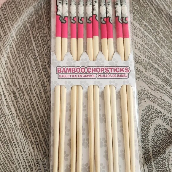 Gamago Kitten 9" Bamboo Chopsticks 5 PAIR NEW C3 - Picture 1 of 2